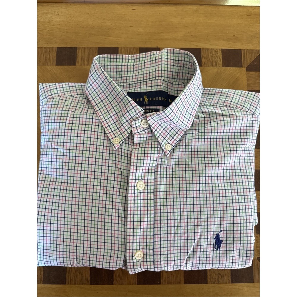 Ralph Lauren Plaid Long Sleeve Classic Fit Buttonup Size M 100% cotton